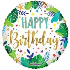 Balloon 'Happy Birthday' Jungle Leaves & Stars - Recycle